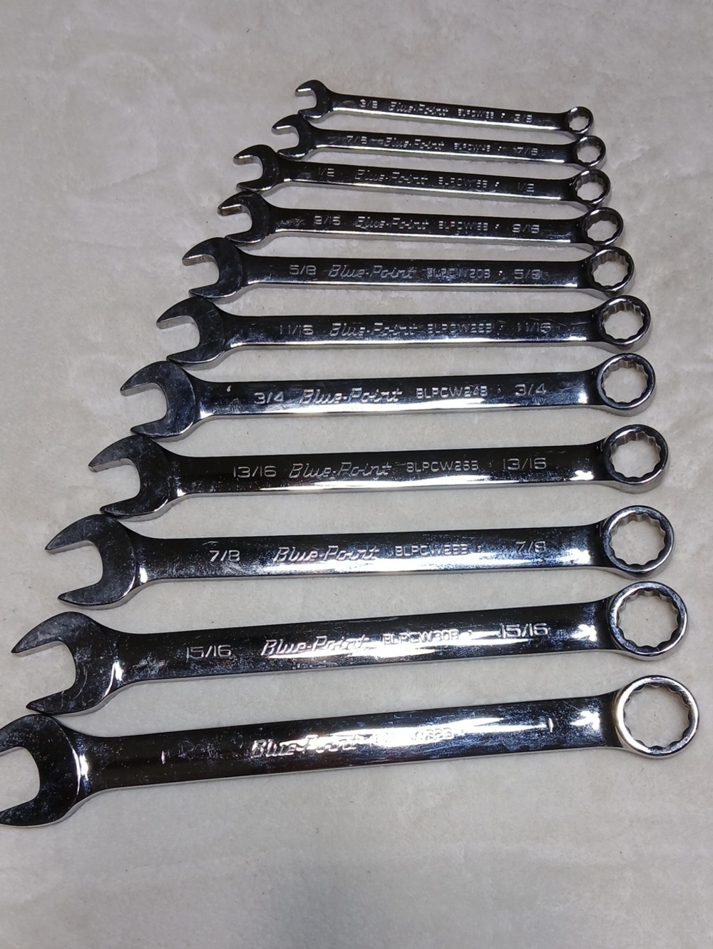 Blue-Point By Snap-On Chrome Combination Standard Wrench Set (3/8"to 1") - Picture 2 of 6